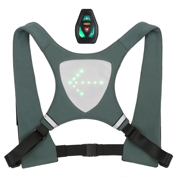 Mochila con chaleco reflectante USB con luz LED de intermitente, Control remoto, bolsa de seguridad para deportes al aire libre, equipo para ciclismo, correr y trotar