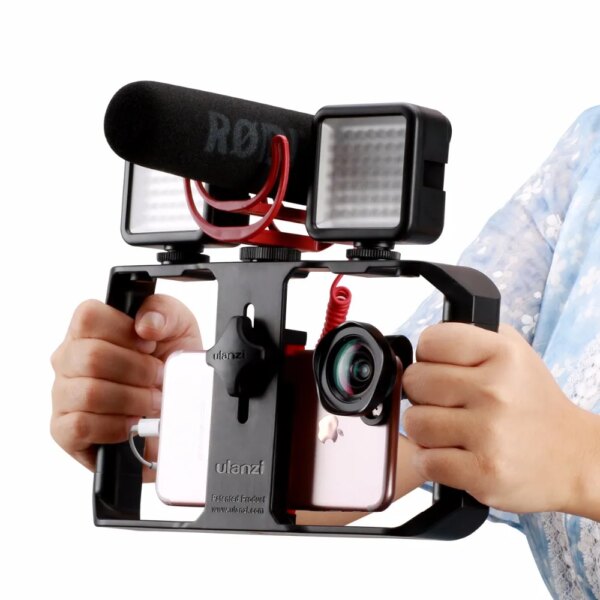 Ulanzi u-rig Pro Smartphone Video Rig w 3 soportes para zapatos estuche cinematográfico teléfono portátil Video estabilizador agarre trípode soporte de montaje