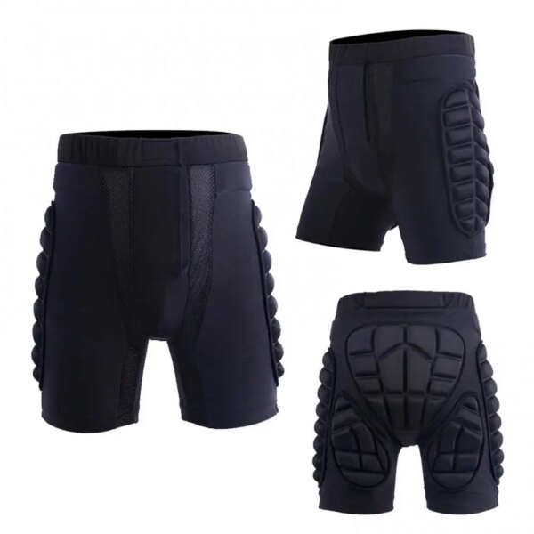 Pantalones cortos acolchados de poliéster para motocicleta, protección para Snowboard, esquí, protección de cadera, ropa de ciclismo, pantalones cortos transpirables negros