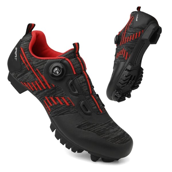 Zapatos de ciclismo con autosujeción Unisex, zapatos de punto para hombre, zapatillas de ciclismo de montaña todoterreno, zapatos para bicicleta de montaña con cordones