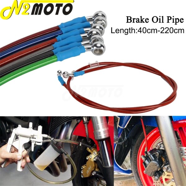 Cable de freno Universal de 400-2200mm, tubo de aceite, manguera de freno trenzada de goma para motocicleta, tubo Flexible de embrague hidráulico ATV para Pit Bike