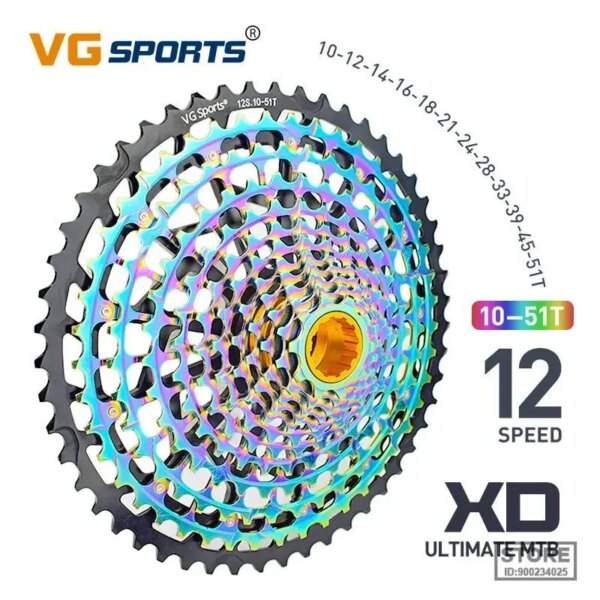 VG Sports 12 velocidades 10-51T Ultimate Freewheel Rainbow ultraligero resistente al desgaste 12 s Velocidade K7 MTB piezas de piñones de bicicleta compatibles con XD