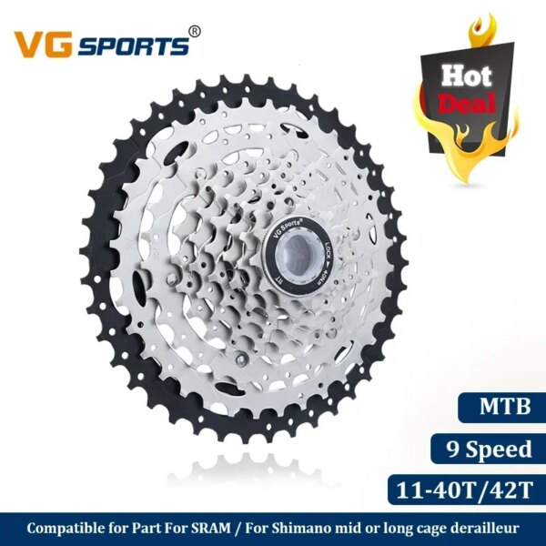 VG Sports bicicleta de montaña MTB 9 velocidades Cassette Velocidade S 40T 42T piezas de bicicleta Cassete rueda libre piñón Cdg Cog