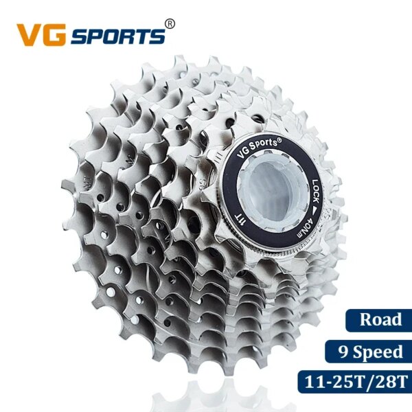 VG Sports-Cassette de 9 velocidades para bicicleta de carretera, 9V, 9S, 11-25T, 28T, piezas de bicicleta, piñón libre, piñón, accesorios Cdg