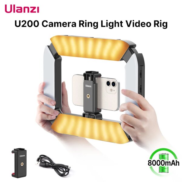 VIJIM Ulanzi U-200 anillo de luz fotografía luz Led para vídeo cámara bicolor con clip de teléfono zapata fría para Youtube Live Rig lámpara