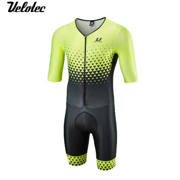 Velotec-mono de Ciclismo para hombre, mono de manga corta para triatlón, Jersey de Ciclismo, traje de pieza, Ropa de Ciclismo