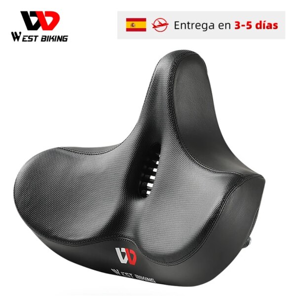 WEST BIKING MTB, cómodo sillín con muelles, absorción de bolas de choque, asiento ancho de espuma de alta elasticidad para bicicleta de montaña Cruiser