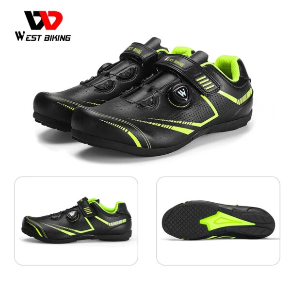 WEST BIKING MTB zapatilla de ciclismo con cordones giratorios ajustables, zapatos planos antideslizantes para bicicleta de carretera, calzado para deportes al aire libre profesional