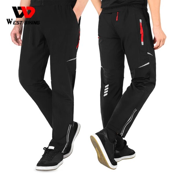 WEST BIKING Primavera Verano hombres ciclismo pantalones deportivos MTB Cargo pantalones de secado rápido reflectantes pantalones de Trekking pantalones impermeables