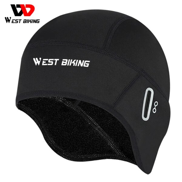 WEST BIKING-Gorra de ciclismo de lana para hombre, gorro térmico a prueba de viento con calavera, forro para casco, para correr, esquiar, montar en motocicleta, MTB