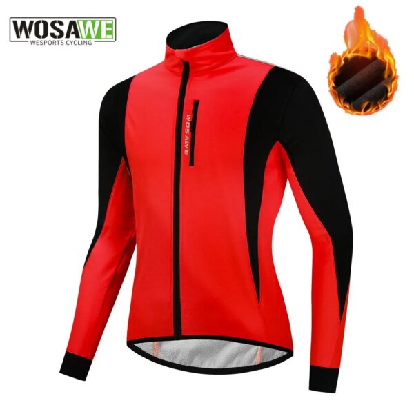 WOSAWE Otoño Invierno chaqueta de ciclismo a prueba de viento bicicleta abrigo de viento ropa Jerseys largos polar térmico rompevientos MTB para hombres