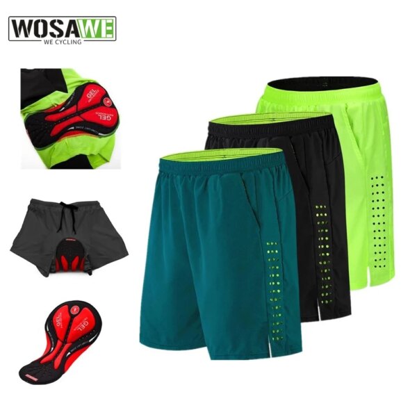 WOSAWE-pantalones cortos de Ciclismo con relleno de Gel para hombre, ropa interior holgada y transpirable, pantalones cortos para bicicleta de montaña