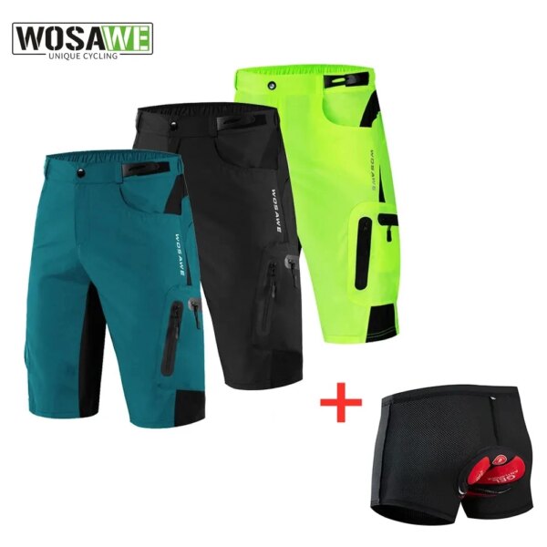 WOSAWE pantalones cortos de ciclismo de verano transpirables sueltos pantalones cortos MTB pantalones cortos de bicicleta hombres corriendo bicicleta pantalones cortos ropa de bicicleta