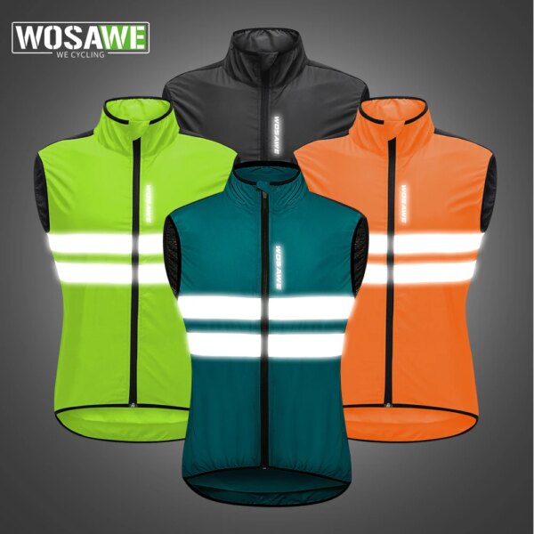 WOSAWE-Chaleco de ciclismo reflectante de alta visibilidad, chaleco de seguridad para correr de noche, chaqueta de motocicleta, chaleco verde M-3XL