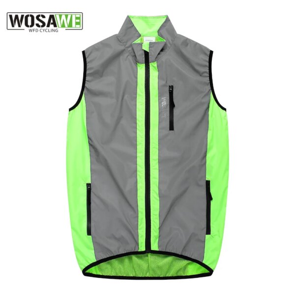 WOSAWE-Chaleco reflectante de alta visibilidad para hombre, cortavientos, chaqueta sin mangas para ciclismo, ropa para bicicleta, Maillot, Tops para bicicleta de montaña y carretera