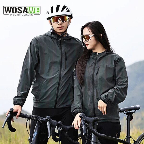 WOSAWE hombres mujeres primavera otoño chaqueta reflectante con capucha rompevientos ropa deportiva impermeable abrigos de calidad