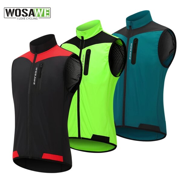 WOSAWE-Chaleco de ciclismo para hombre y mujer, chaleco impermeable a prueba de viento para correr, ropa reflectante para bicicleta de montaña, chaqueta sin mangas