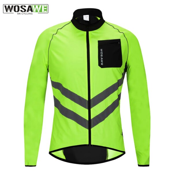 WOSAWE-Chaqueta cortavientos para ciclismo para hombre, transpirable, resistente al viento, con tiras reflectantes, resistente al agua, impermeable para deportes de bicicleta
