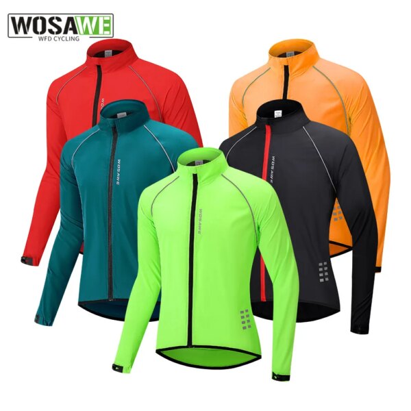 WOSAWE-Chaqueta cortavientos para ciclismo para hombre, chaleco reflectante, impermeable, para bicicleta de montaña, MTB, para correr y montar en bicicleta