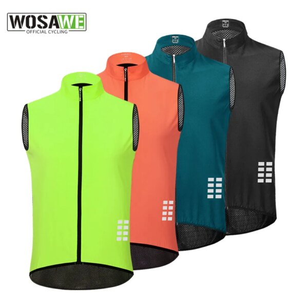 WOSAWE-Chaleco reflectante para Ciclismo, camiseta transpirable de malla trasera para Ciclismo de montaña, chaleco ligero a prueba de viento para correr y senderismo