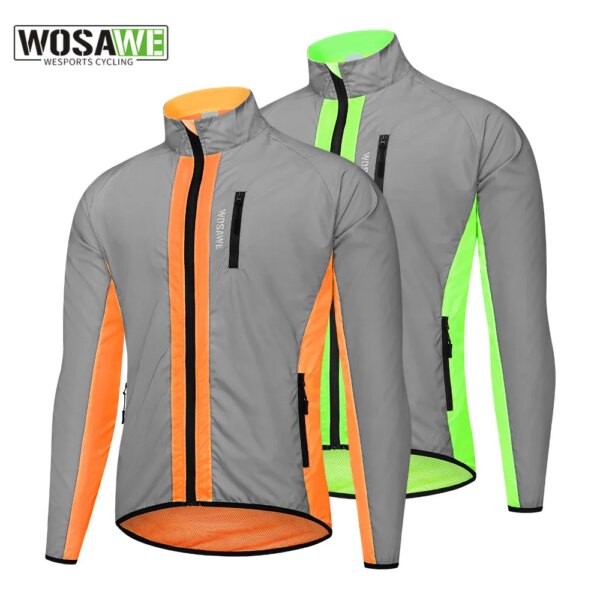 WOSAWE primavera otoño chaqueta reflectante de ciclismo para hombre repelente de agua y lluvia para correr MTB bicicleta cortavientos a prueba de viento abrigo de viento para bicicleta