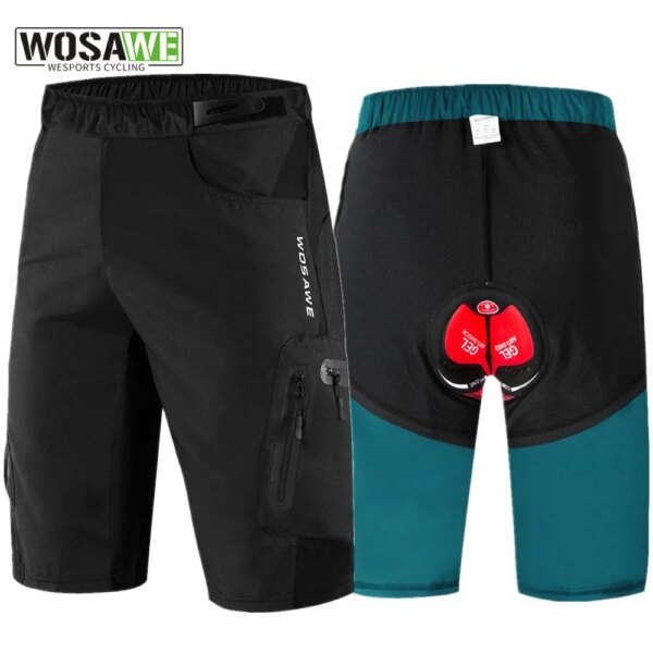 WOSAWE, pantalones cortos de ciclismo de verano para hombre, deportes al aire libre, ropa transpirable para descensos, ropa interior acolchada de GEL para bicicleta de carreras MTB