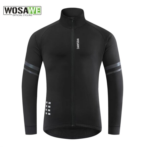 WOSAWE chaqueta cálida de lana de invierno chaqueta térmica de ciclismo Jersey largo abrigo para correr motorista montar en carretera ropa de bicicleta Mtb