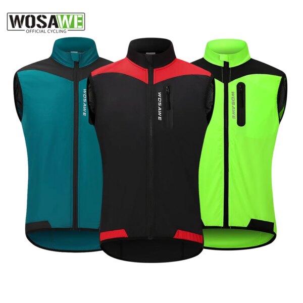 WOSAWE-Chaleco de ciclismo a prueba de viento, chaleco transpirable para correr, ropa reflectante para bicicleta de montaña, chaqueta de ciclismo sin mangas para hombre y mujer