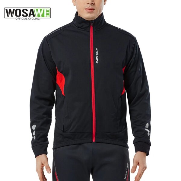 WOSAWE, chaqueta de ciclismo de invierno, ropa térmica de lana, abrigo, repelente al agua, Jersey de ciclismo reflectante a prueba de viento, ropa deportiva para hombre