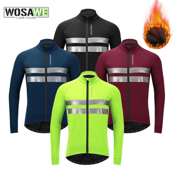 WOSAWE, chaqueta de ciclismo de invierno para hombre, resistente al agua, polar térmico, manga larga, Jersey para bicicleta, abrigo cálido para Ciclismo de Carretera MTB