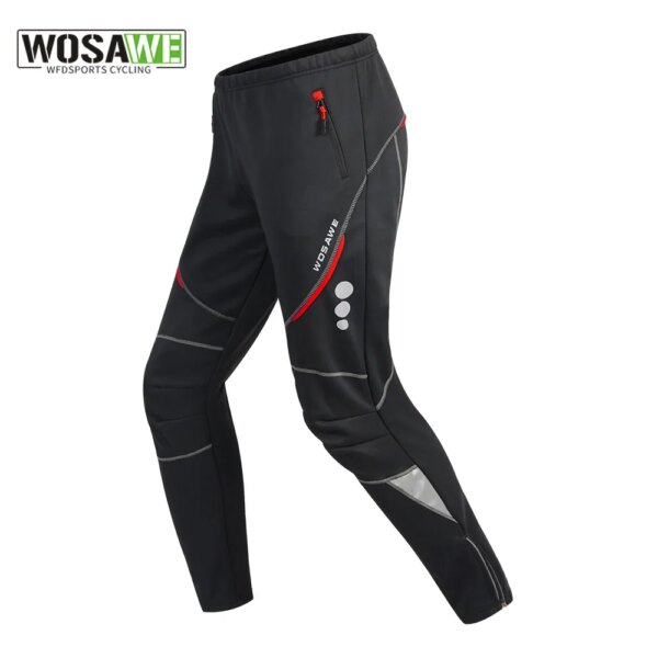 WOSAWE-pantalones de ciclismo para hombre, resistentes al viento, impermeables, de lana, gruesos, cálidos, para bicicleta de montaña, pantalones para montar en bicicleta, invierno