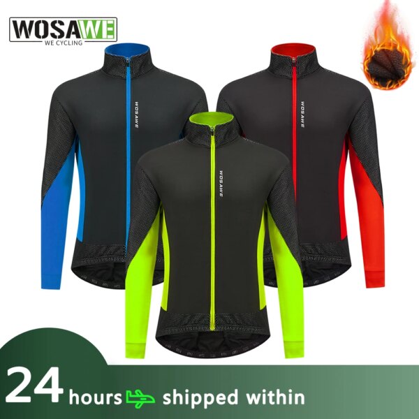 WOSAWE-Chaqueta térmica de invierno para ciclismo, Jersey polar para bicicleta de montaña, a prueba de viento, a prueba de salpicaduras, ropa para bicicleta de montaña, abrigo para deportes al aire libre