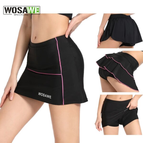 WOSAWE, falda de ciclismo 2 en 1 para mujer, pantalones cortos con relleno de Gel 4D, falda deportiva para tenis, pantalones cortos para bicicleta de montaña, ropa deportiva para gimnasio y Fitness