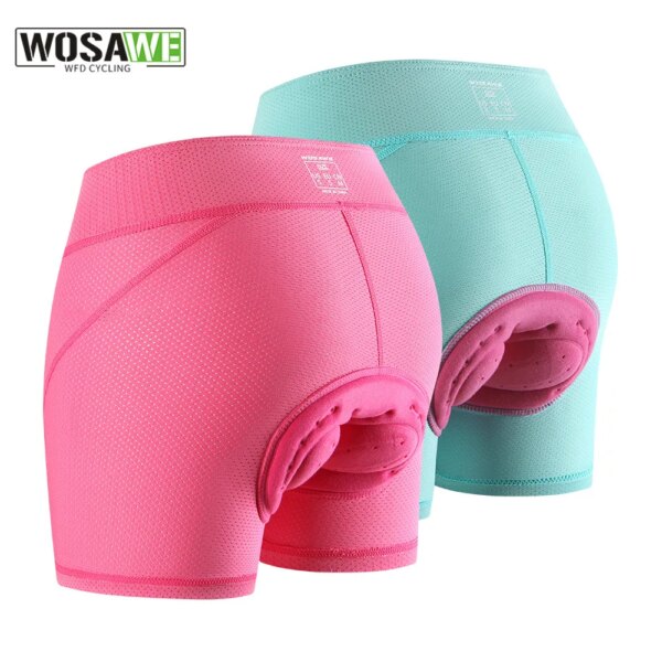 WOSAWE, pantalones cortos de ciclismo para mujer, ropa interior para bicicleta, pantalones cortos acolchados de Gel 3D para bicicleta de montaña, pantalones cortos deportivos de cintura alta para niñas