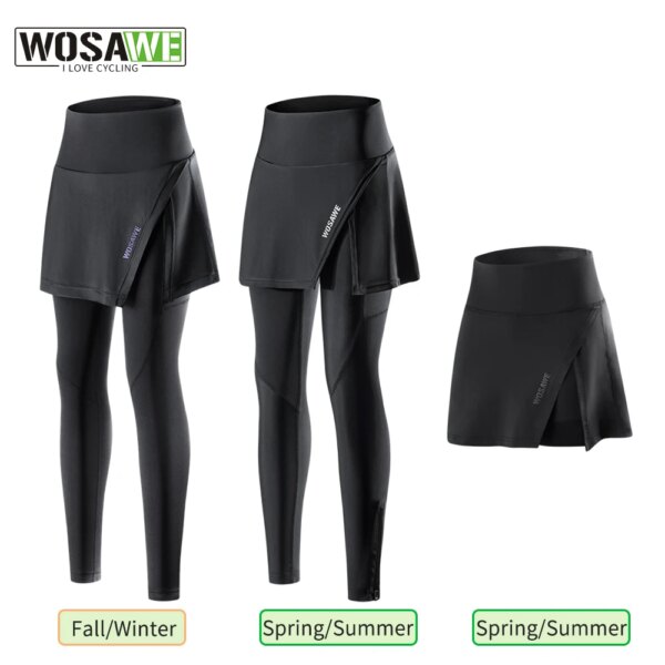 WOSAWE, pantalones cortos de ciclismo para mujer, falda 2 en 1, pantalones de ciclismo, falda, mallas reflectantes acolchadas de Gel para bicicleta, medias para bicicleta, verano e invierno