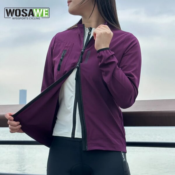 WOSAWE, chaqueta de ciclismo reflectante impermeable a prueba de viento para mujer, cazadora de manga larga para bicicleta MTB, chaleco sin mangas, abrigo para bicicleta