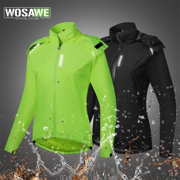 WOSAWE-Chaqueta Rian de ciclismo para mujer, chaquetas impermeables con capucha, cortavientos ultraligero a prueba de viento, abrigo de lluvia para bicicleta de montaña y carretera