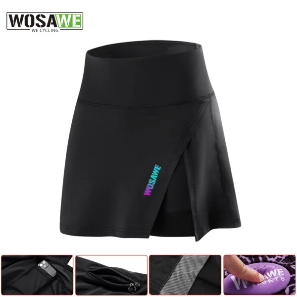 WOSAWE, pantalones cortos de ciclismo para mujer, falda 2 en 1, ropa interior de cintura alta para bicicleta, ropa interior acolchada para gimnasio, tenis, calzoncillos, mallas para correr y Fitness