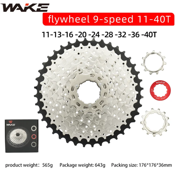 Wake Freewheel-Cassette para bicicleta de montaña, piñón libre de 9 velocidades 40T, 9s para ciclismo de montaña, accesorios plegables para bicicleta de carretera