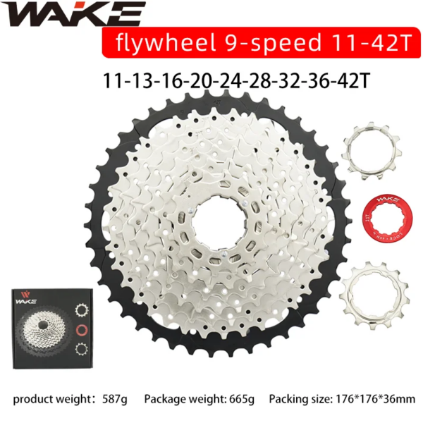 Wake Freewheel-Cassette para bicicleta de montaña, piñón libre de 9 velocidades 42T, 9s para ciclismo de montaña, accesorios plegables para bicicleta de carretera