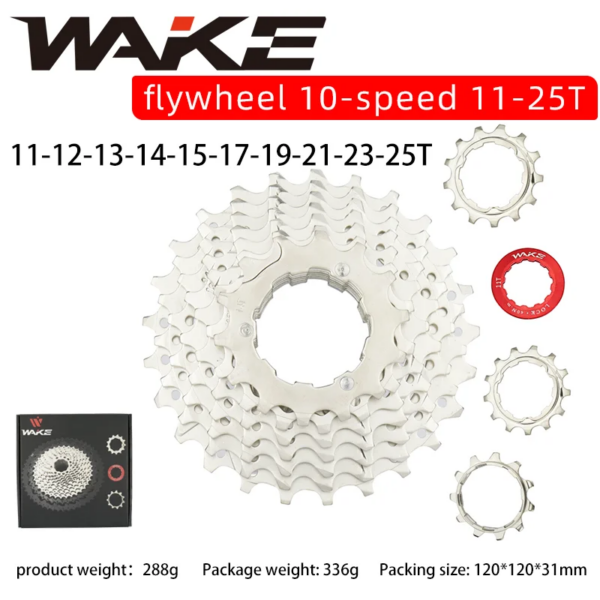 Wake-piñón libre para bicicleta de montaña, Cassette de 10 velocidades, piñón libre de 25T para ciclismo de montaña, accesorios plegables para bicicleta de carretera