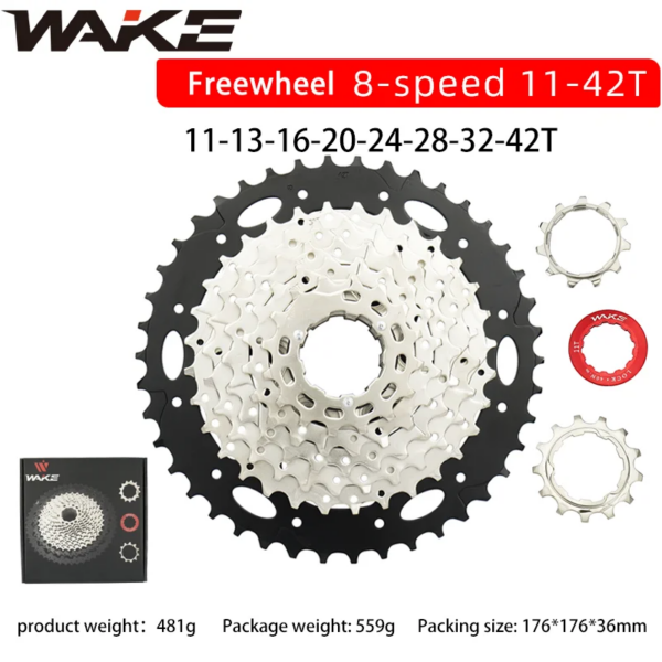 Wake-Cassette de rueda libre para bicicleta de montaña, piñón libre de 8 velocidades 42T, 8s para ciclismo de montaña, accesorios plegables para bicicleta de carretera