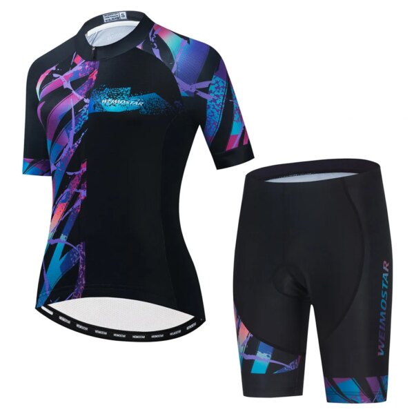 Weimostar-Conjunto de Jersey de Ciclismo para mujer, ropa de Ciclismo profesional, traje de secado rápido, ropa de equipo, Maillot de Ciclismo, color negro