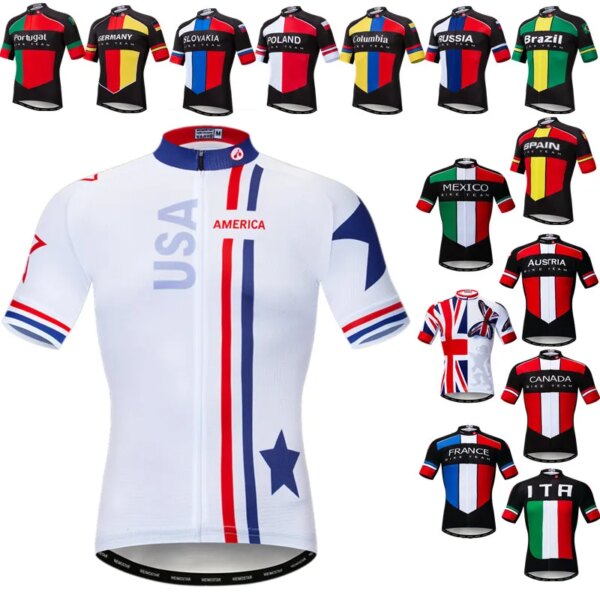 Weimostar USA-Camiseta de ciclismo para hombre, ropa de equipo profesional para ciclismo, camiseta Anti-UV para bicicleta de secado rápido, camisetas para bicicleta de montaña, Reino Unido, España, Italia