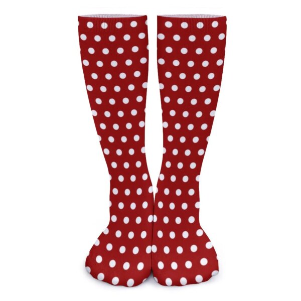 Medias de lunares blancos calcetines rojos oscuros para mujer calcetines coreanos de alta calidad calcetines de diseño antideslizantes para ciclismo regalo