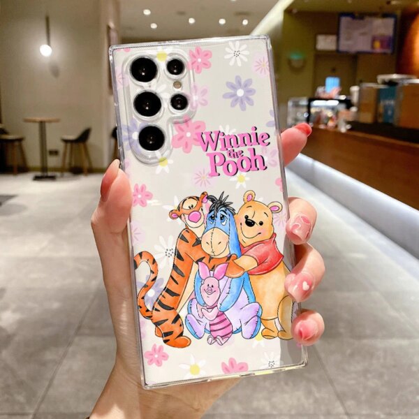 Winnie Bear-funda transparente para teléfono Samsung Galaxy S23, S22, S21, S20, S10, S9, Ultra Plus Pro, 4G, 5G, Disney