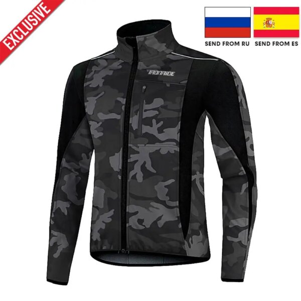 Chaqueta de ciclismo de invierno para hombre, Jersey térmico impermeable a prueba de viento y forro polar para bicicleta, abrigo de camuflaje para carretera de montaña, entrega desde España/Rusia