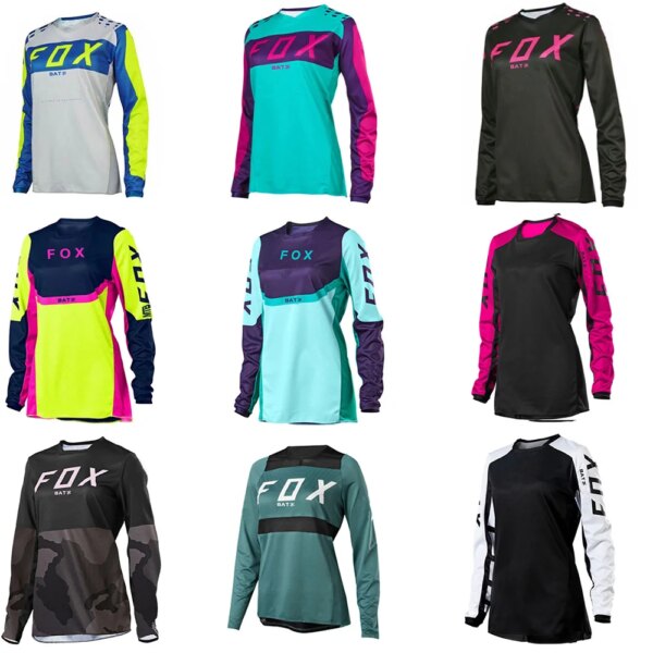 Camisetas para descenso de BAT FOX para mujer, camisetas para bicicleta de montaña, secado rápido, todoterreno, DH, Jersey de ciclismo para Motocross, ropa de manga larga para MTB