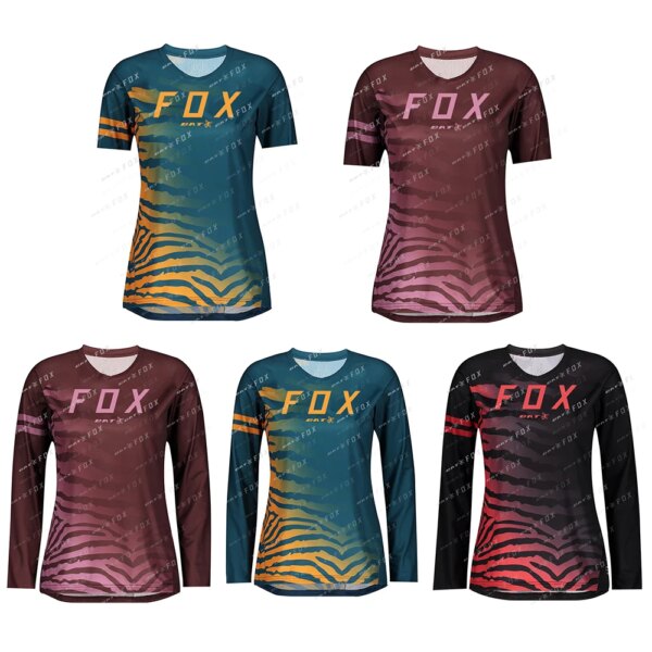 Camiseta para descensos BATFOX para mujer, camiseta para bicicleta de montaña, ropa deportiva para Motocross, camiseta MTB, blusa de ciclismo para mujer