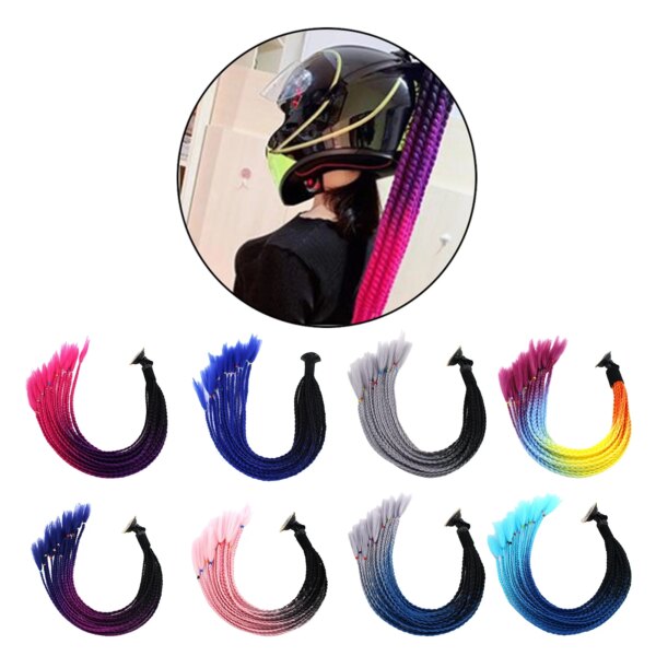 Casco para hombre y mujer, trenzas torcidas, cola de caballo para motocicleta, rampa con gradiente sucio, decoración para casco de motorista Punk, 55cm